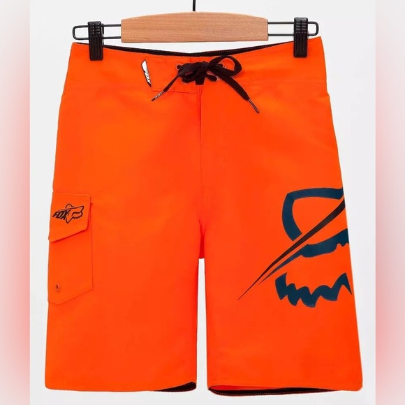 Fox Racing Men’s Orange Board Shorts Size L | Moto Logo Swim Trunks Surf Style - Picture 1 of 9